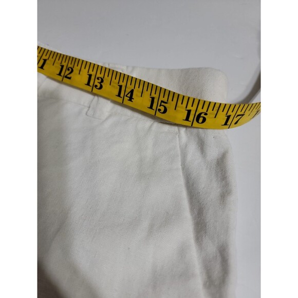 J Crew Womens Linen Blend Shorts Sz 8 Ivory White Scallop Hem Mid Rise - Picture 4 of 6